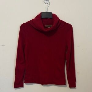 Women's Red 2 ply Cashmere Turtleneck Sweater